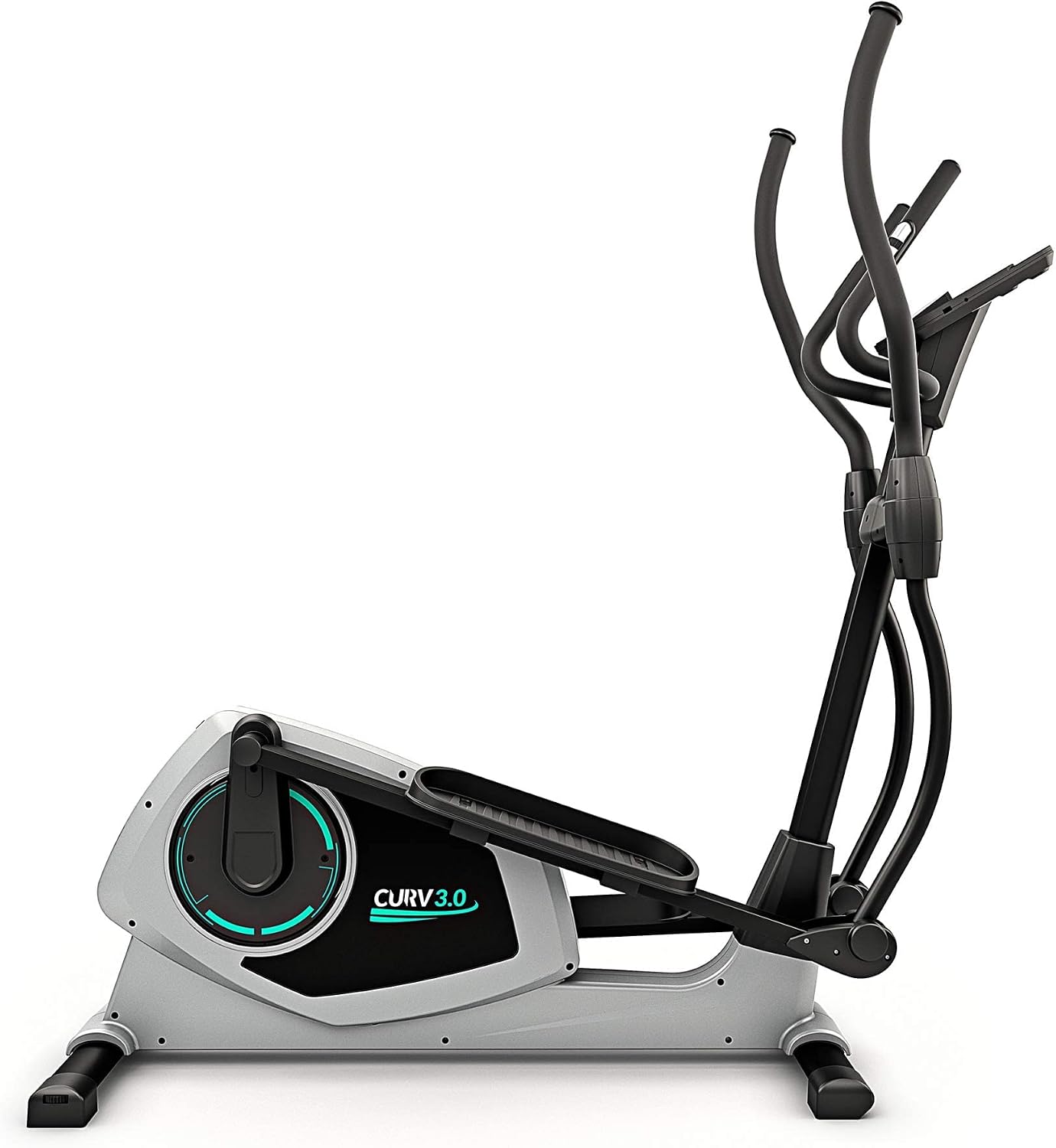 CURV 3.0 - Vélo Elliptique - Sport à la Maison - Machine d'Entraînement des Jambes - Longues Foulées - Écran de Contrôle LCD - Appli Smartphone - Noir & Gris Argenté