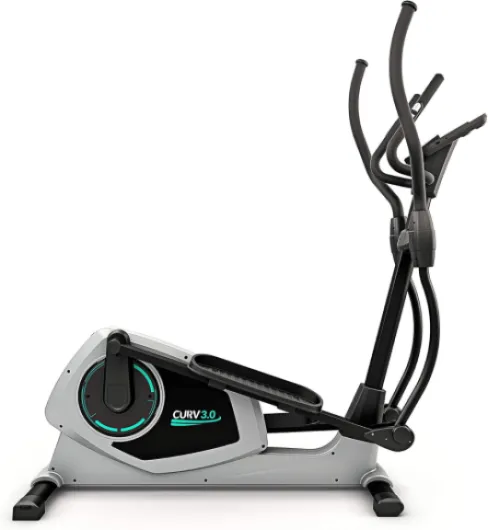 CURV 3.0 - Vélo Elliptique - Sport à la Maison - Machine d'Entraînement des Jambes - Longues Foulées - Écran de Contrôle LCD - Appli Smartphone - Noir & Gris Argenté