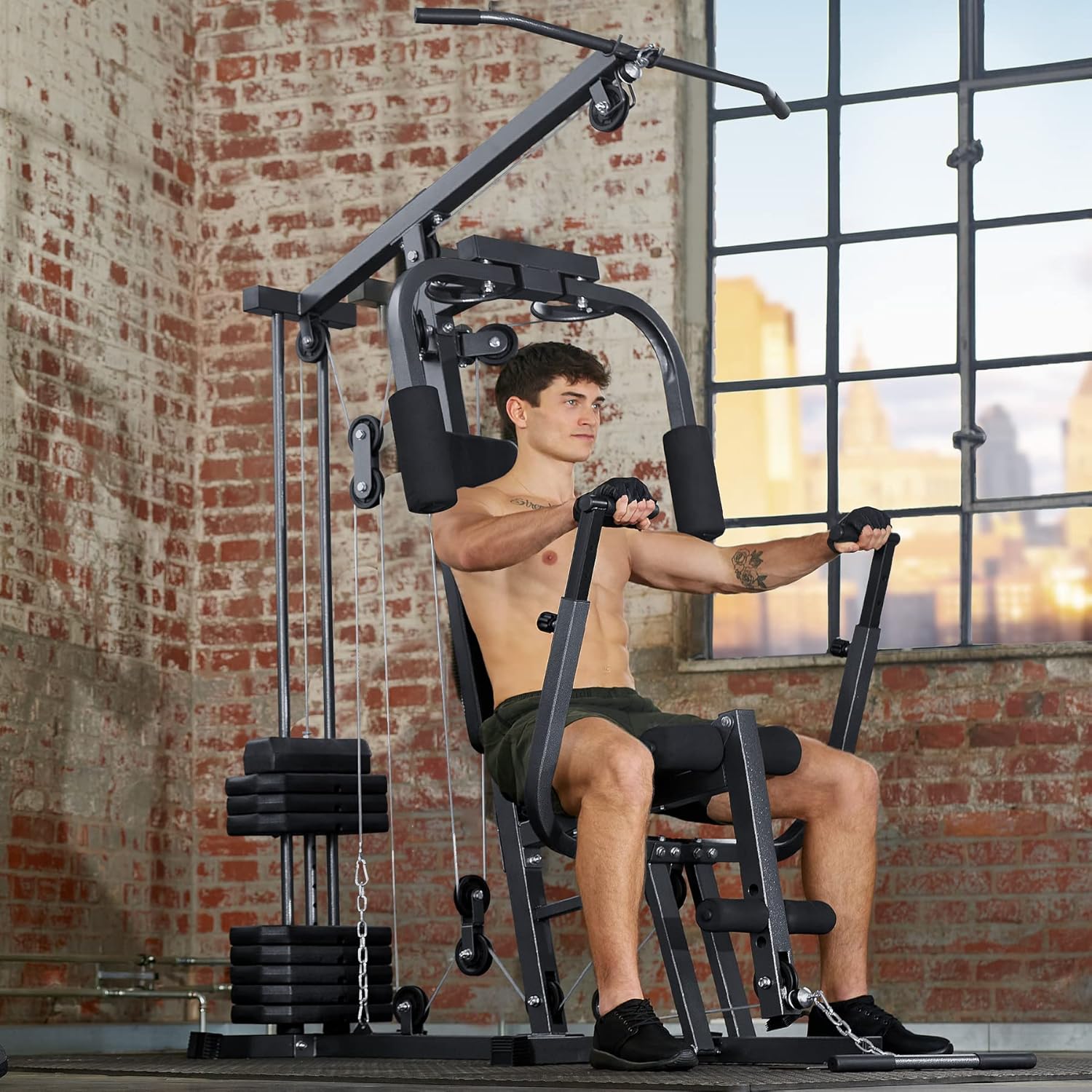Tectake® Station de Musculation Cage de Musculation Barre de Tractions Home-Trainer Module Papillon Dispositif d’Extension de Jambe Appareil musculation Barre musculation Sport Maison Fitness Typ 1 - No - 402757