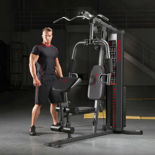 Appareil à Charges guidées Eclipse HG3000 Compact Home Gym - Tour de Poids de 68 kg - Poulie Haute et Basse - Poids Maximal de l’utilisateur 135 kg - 4 Versions Noir