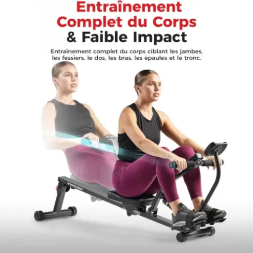 Test Sunny Health & Fitness SF-RW1205SMART : le petit rameur hydraulique qui fait le job sans prendre tout le salon