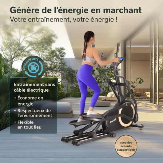 Vélo elliptique Carbon P25, Vélo elliptique Pliable, 32 Niveaux de Résistance, Auto-alimenté, Frein Magnétique, Écran LCD, Bluetooth, Kinomap, Double Rail, Masse d'inertie 25KG, Max 150KG P25-G - Autoalimenté