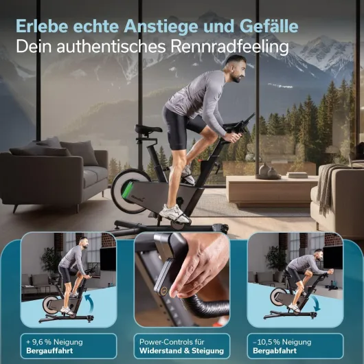 Vélo de biking Bike Indoor Kliva 500-S / 800-S - Vélo spinning SMART avec LED, inclinaison réglable 16 niveaux, frein magnétique à 32 niveaux, 3 prog, Kinomap, max 150KG Kliva 800-S / 800W