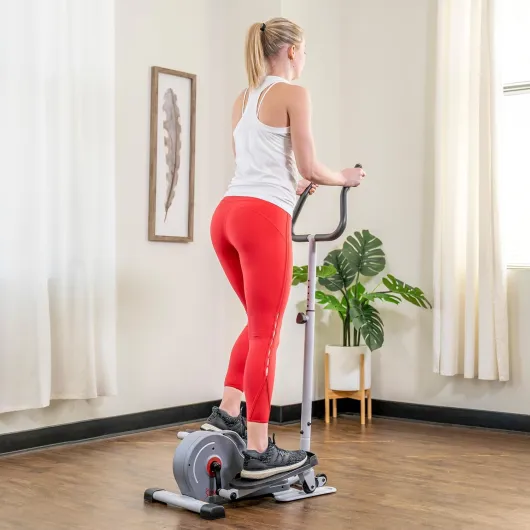 Sunny Health & Fitness Vélo Elliptique sous Bureau, Exerciceur Portable Assis ou Debout pour Personnes Âgées, à Domicile ou au Bureau, Option de Guidon, Band de Résistance ou Accès à l'App SunnyFit Charcoal