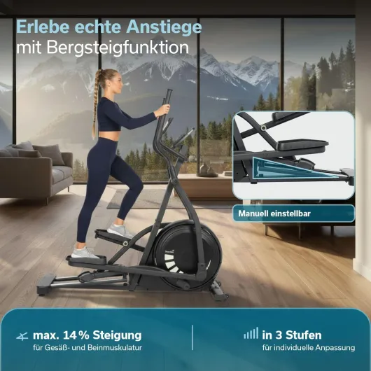 Vélo elliptique Carbon P23 - Vélo elliptique d'appartement, avec Inclinaison ou Pliable, Frein magnétique, connecté, Compatible Kinomap, Bluetooth, Max 135KG P23-S ( Fonction inclinaison)
