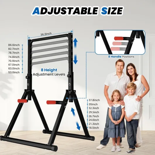 DOBESTS Foldable Power Tower Dip Station Pull Up Bar Free Stand Fitness Equipment for Home Gym Strength Training 700 LBS,Height Adjustable Multifunctional Triangular Legs Black Style 2