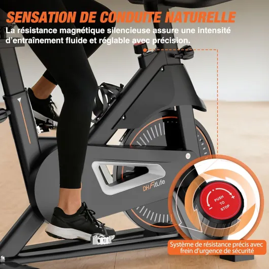 Vélo d’appartement ergomètre - Hometrainer silencieux à résistance magnétique - Capteur de pouls & APP - Guidon amélioré, écran/moniteur - 150–195 cm