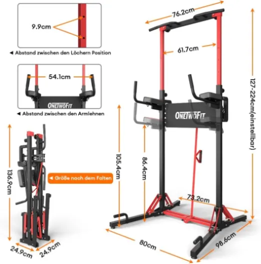 Barre de traction pliable autonome - Tour de traction Power Tower Dip Station de traction - Hauteur réglable - Station de musculation multifonction pour la maison black-1