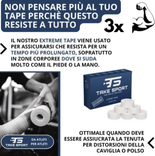 Sport Tape, bandage autoadhésif, sparadrap rouleau, ruban adhésif blanc, bandage boxe, tape, bande de boxe, tape crossfit 6-12 rouleau (6 EXTREME TAPE)