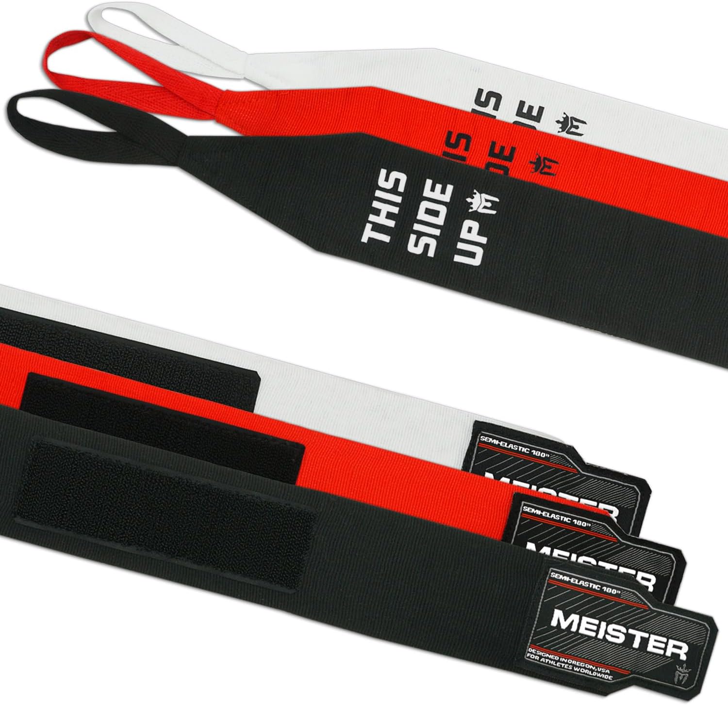 Bandes Semi-Élastiques pour Adulte de 180 Pouces (457 cm) pour MMA et Boxe - Lot de 3 Paires Noir / Rouge / Blanc