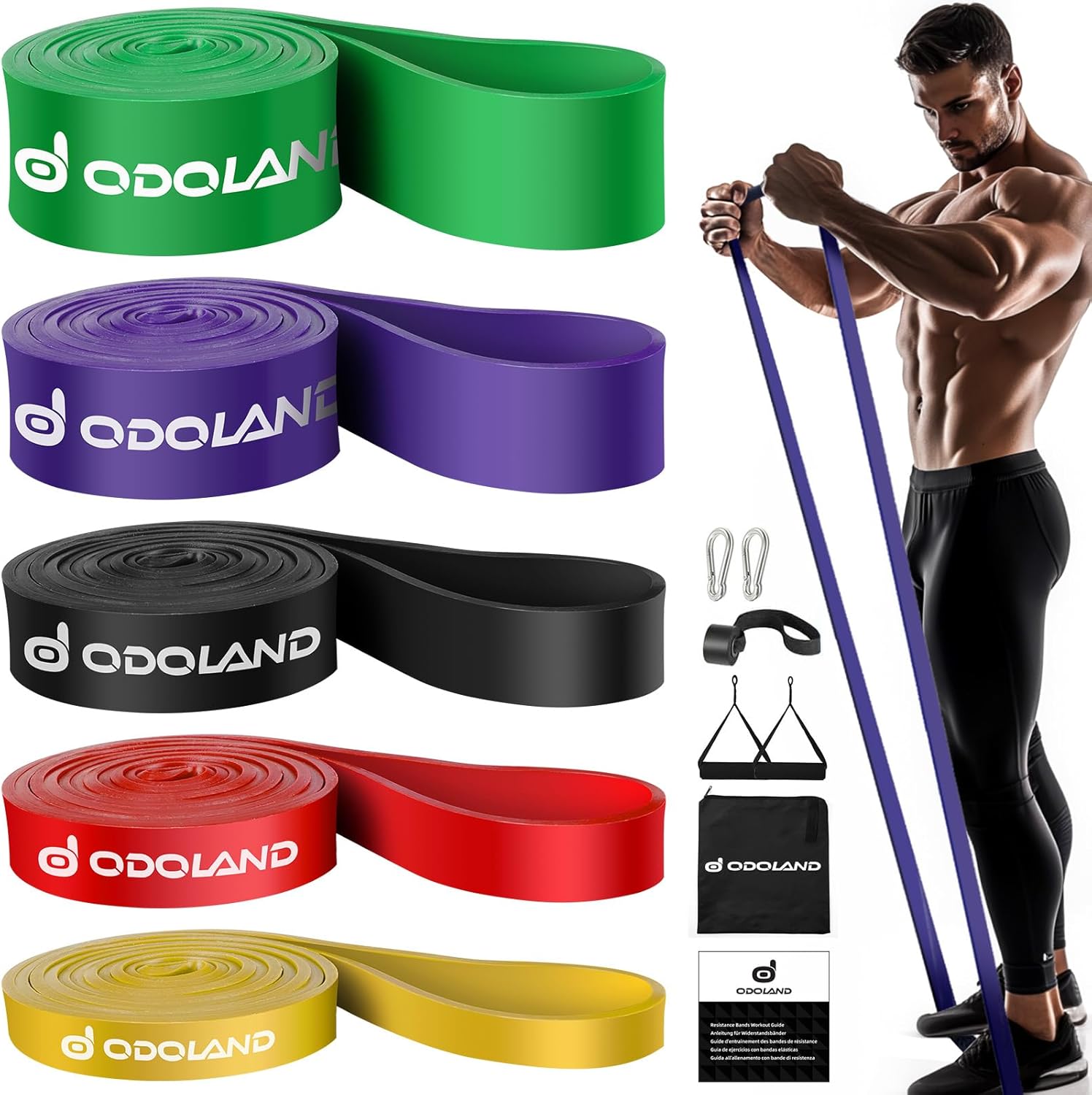 Bande Élastique Fitness, Bande de Résistance Durable 9 Pcs, Élastique de Musculation, Bandes de Fitness Latex Elastique pour Fitness, Pilates, Yoga, Gym Entraînement Athlétique