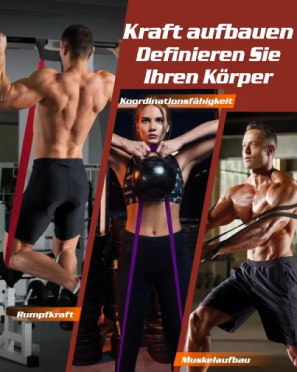 Kit Bandes de Résistance pour Femmes - Lot de Bande de Elastique Musculation avec Ancrage de Porte/Sac/Affiche, Bande de Resistance Traction pour Étirement/Pilates/Musculation/Thérapeutique colorful