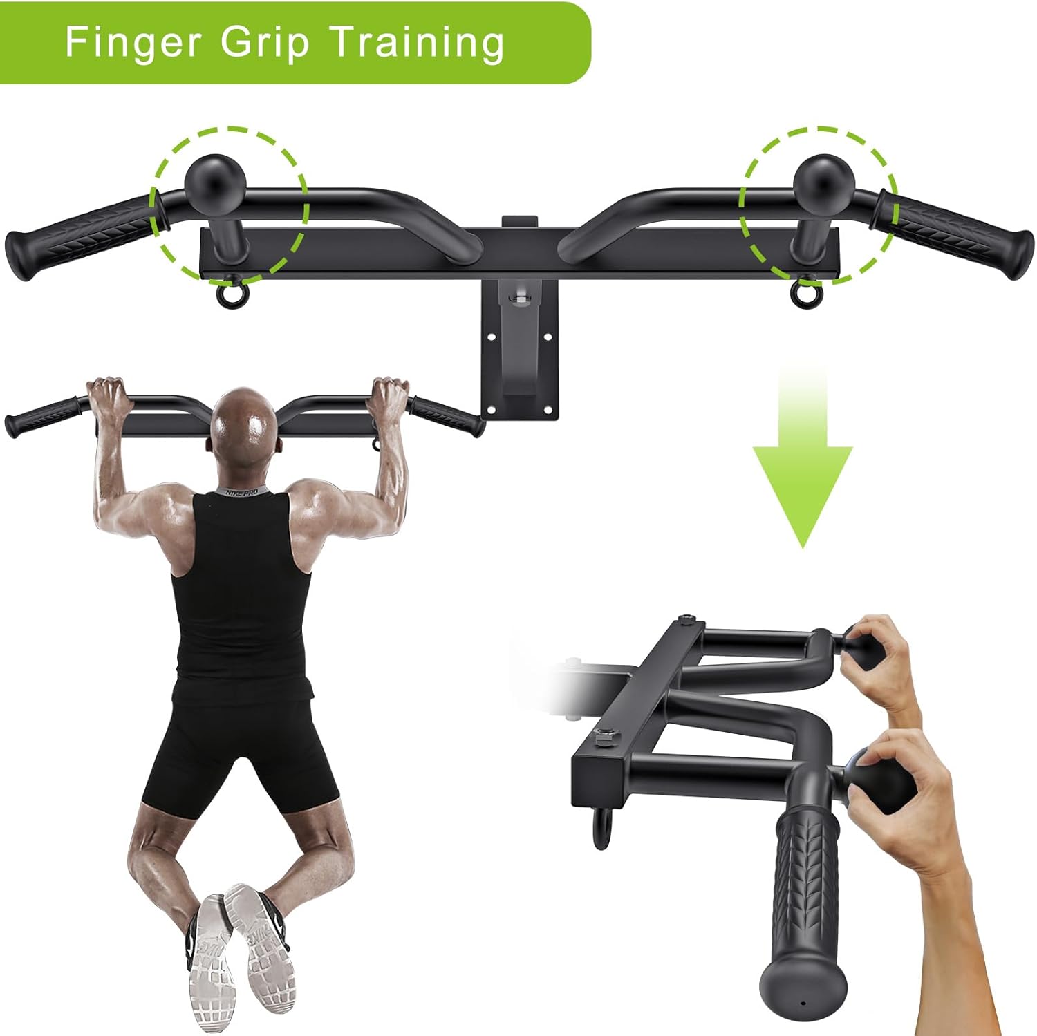 Barre de traction murale robuste - Multifonctionnelle - Bandes de traction réglables pour tractions, entraînement du corps, système de gym, sac de frappe - Bandes de résistance