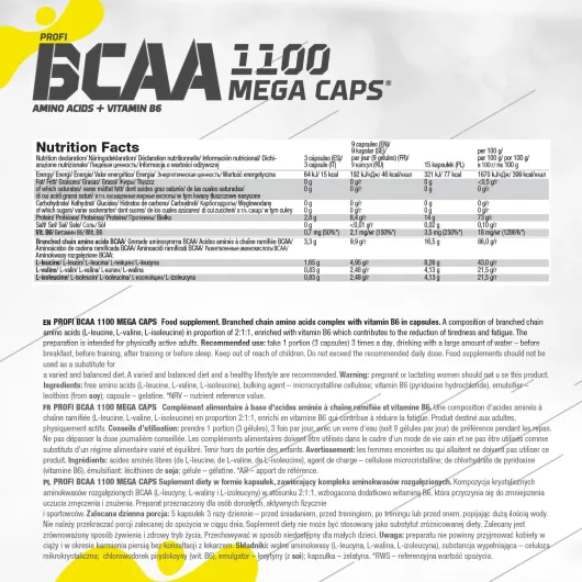 Olimp Sport Nutrition BCAA 1100 Mega 300 Capsules Sans saveur