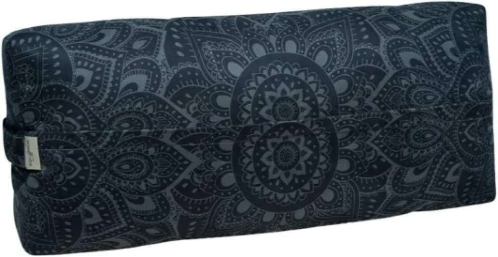 The Yoga Bolster - Comfortable, Supportive Eco-Friendly Luxury Yoga Cushion - Recycled Plastic Bottle Microfiber - Natural Cotton, Foam Filling (Mandala Charcoal)