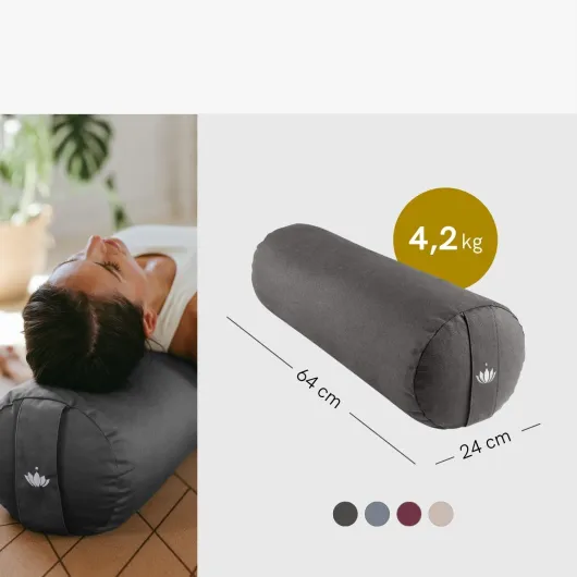 Rouleau de yoga pour Yin Yoga, certifié GOTS, rouleau de avec rembourrage en épeautre, housse en coton lavable, bolster, coussin yoga, pilates