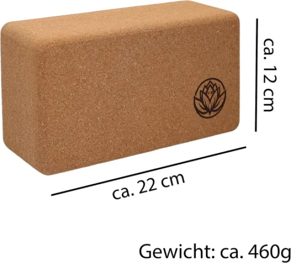 Bloc de yoga VonBueren - Blocs de yoga en liège - 22 x 12 x 7,5 cm par bloc de yoga - Accessoires de yoga pour homme et femme - Blocs de yoga - Blocs de yoga - Blocs de yoga marron Lot de 4