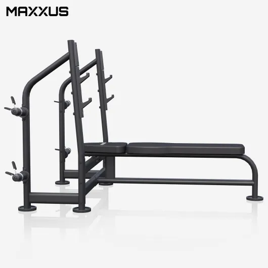 MAXXUS Banc Musculation avec Support PRO - Developpe Couche, Professionnel, 4 Support Halteres Musculation, Max 390kg - Banc de Sport, Appareil Abdominaux, Machine