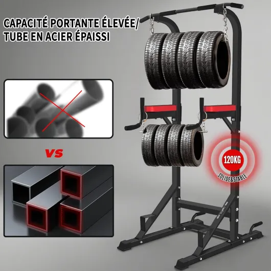 5 in1 Chaise Romaine Power Tower Workout Dip Station de Traction Station Musculation pour Entraînement Domicile, Pull Up Fitness Multifonction Chaise Romaine Musculation&Barre de Traction sur Pied