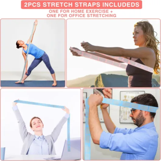 CEILIWEN Sangle d'étirement élastique pour yoga avec boucles, sangles extensibles pour thérapie physique, Pilates, bandes élastiques d'exercice, sangles d'étirement des jambes, bandes de résistance 01