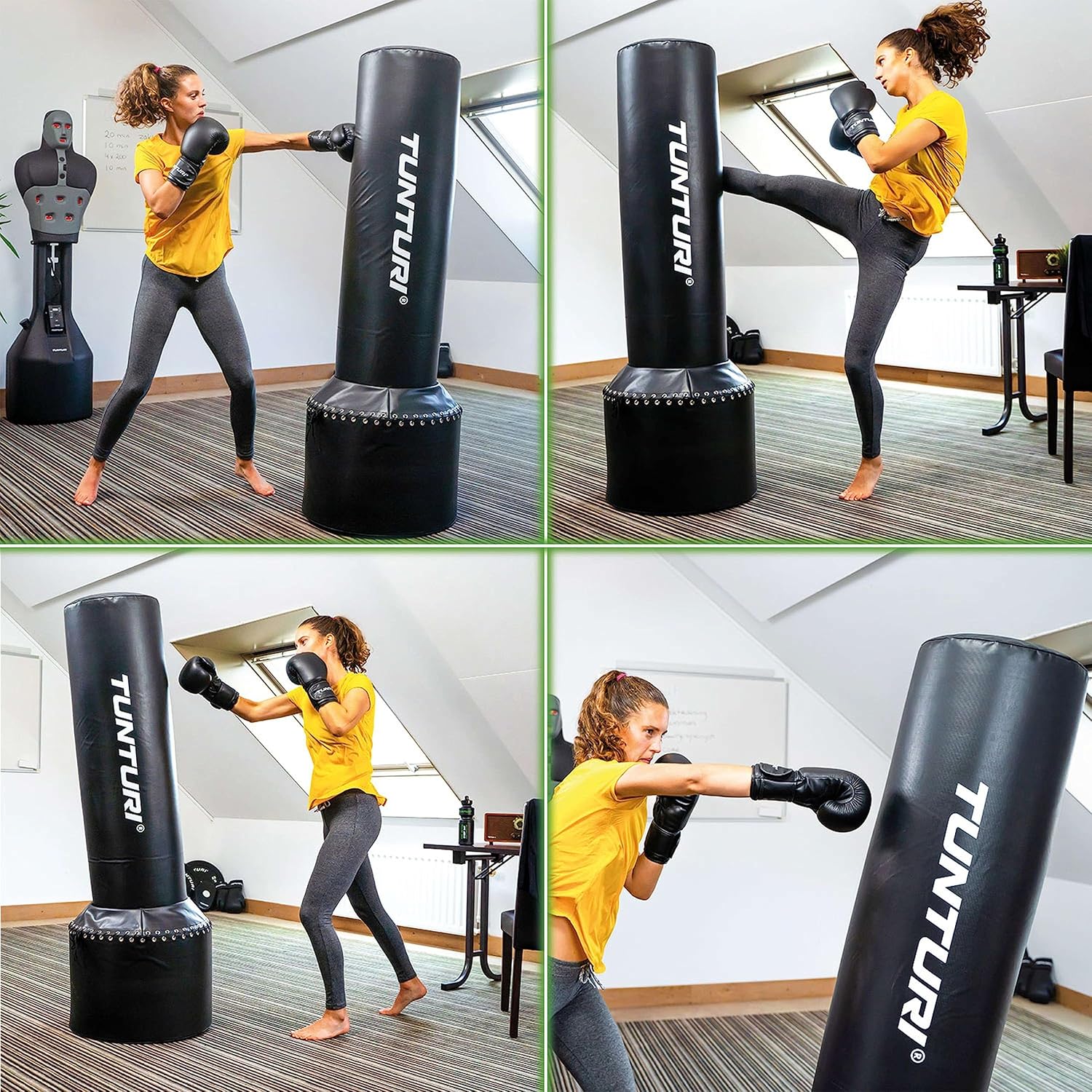Sac de frappe sur pied, 170/180 cm, sur pied, sur pied, support de boxe, robuste, pour MMA, boxe, entraînement, pour adultes (débutants et professionnels) Blanc,Noir