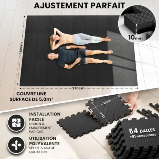 Test BeMaxx Tapis de Fitness (54 dalles, 5 m²) : le sol de home gym pas cher qui fait le job… avec quelques limites