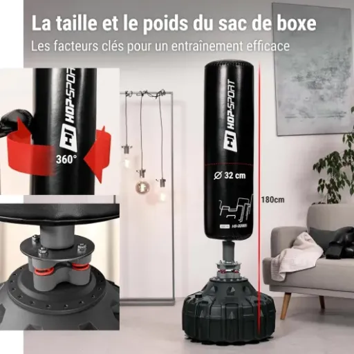 Test HOP-SPORT HS-BB180S : le sac de frappe sur pied qui fait le job sans percer le plafond