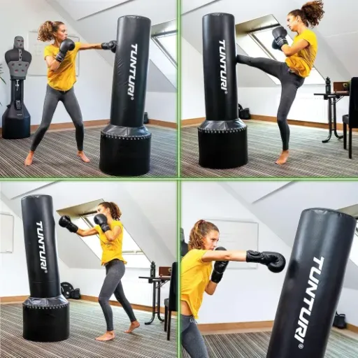 Test Tunturi Sac de frappe sur pied 170/180 cm : un bon sac pour bosser chez soi, mais à bien lester