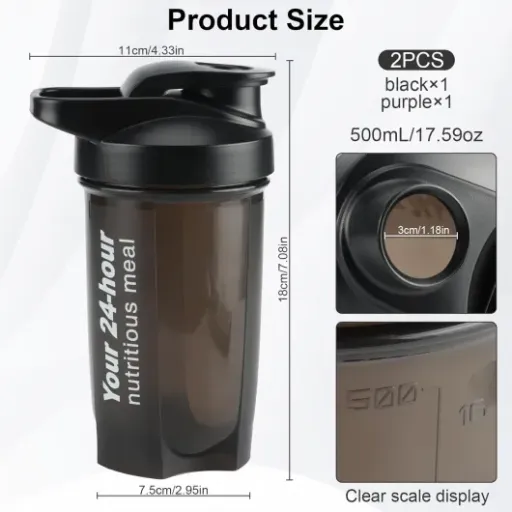 Test 2 Pièces Protein Shaker 500 ml : deux gourdes simples qui font le job à la salle