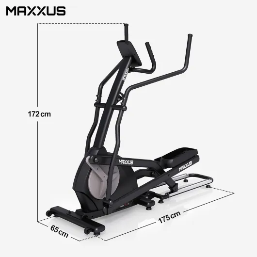 Maxxus CX 4-3F Vélo Elliptique Pliable - 16 Niveaux Résistance - Inertie 26kg - Longueur Replié 1m21 Seulement - Bluetooth - 16 Programmes - Marque Allemande