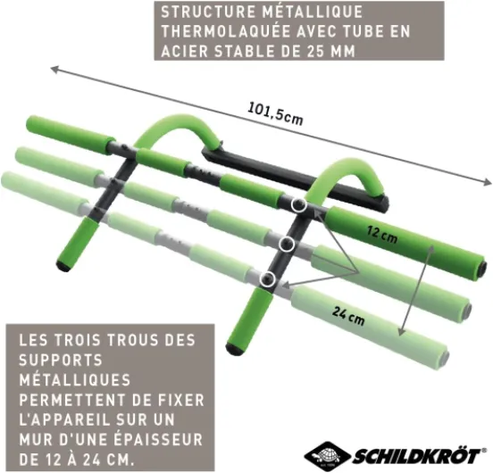 Barre de Traction Multifonctionnelle 4 en 1 Vert/noir