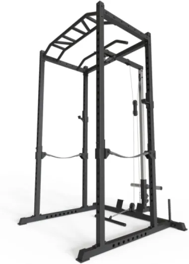 Atletica R5-Vega Power Rack - Cage de musculation avec traction - Barre de traction multi-grip - Sangles de sécurité, crochets en J et broches de poids - Hauteur : 213 cm - Disponible en deux hauteurs 195 cm