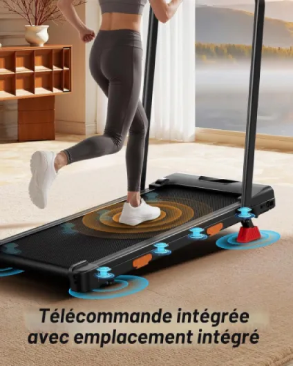 LONTEK Tapis de Marche Pliable Inclinable 16%, 10km/h Tapis de Course Pliable Inclinable, avec Affichage LED, Télécommande, 3.0 HP Treadmill Walking Pad, Tapis de Marche Bureau, 159KG Max Charge Noir-B