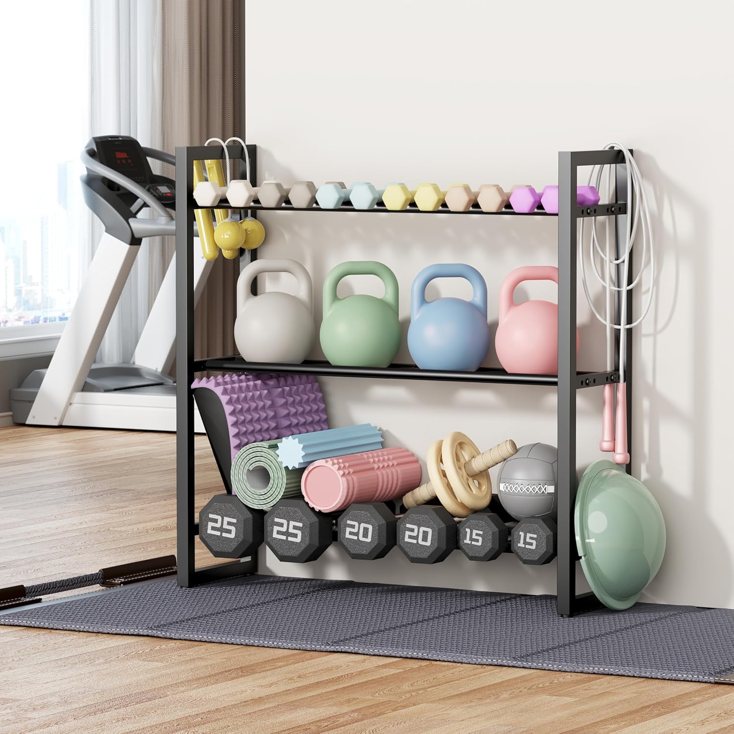 Rack à haltères 3 niveaux/4 niveaux, Support d'haltères pour salle de sport à domicile