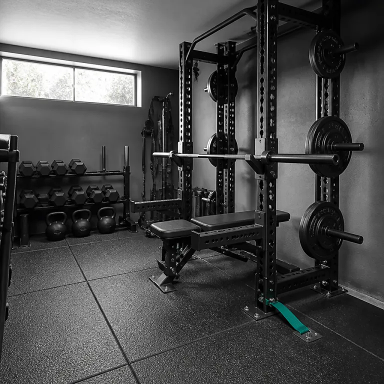 Home gym dans 8 m² : agencement type qui tient sans bouger une fois le rack monté