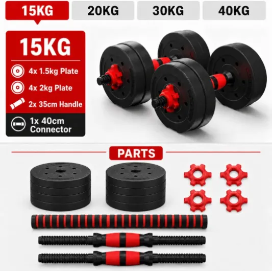 Lot d'haltères 2 en 1 de 15 à 30 kg 15 kg