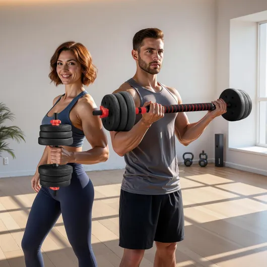 Kit Haltères Musculation 2 en 1 Poids 20 Kg, Haltères Réglables avec Barre et 12 Disques, Colliers à Double Verrouillage, Équipement de Musculation à la Maison, Noir