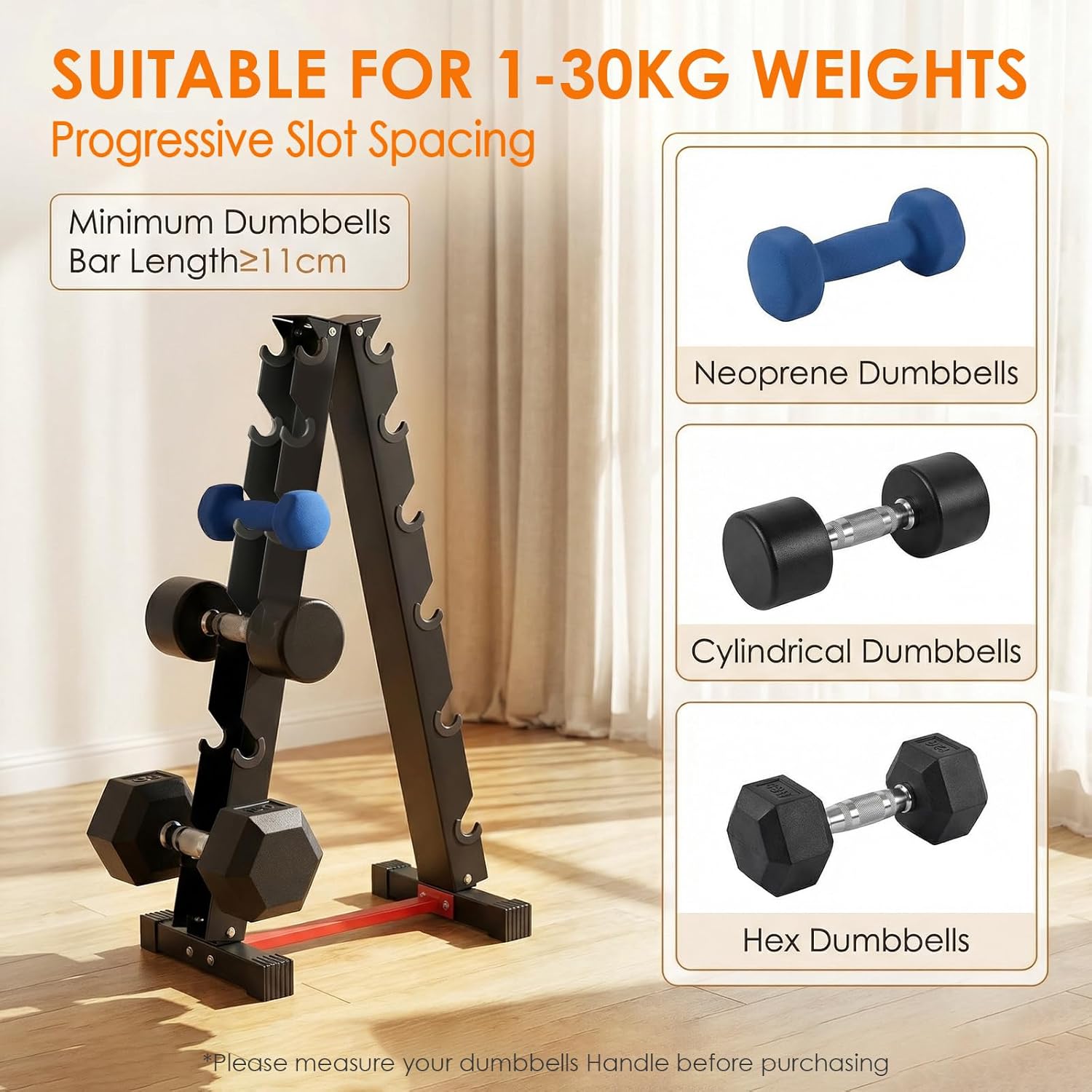Support Halteres 6-Niveaux Dumbbell Rack Rangement Poids Musculation Rack Haltere Métal (Haltères non inclus)