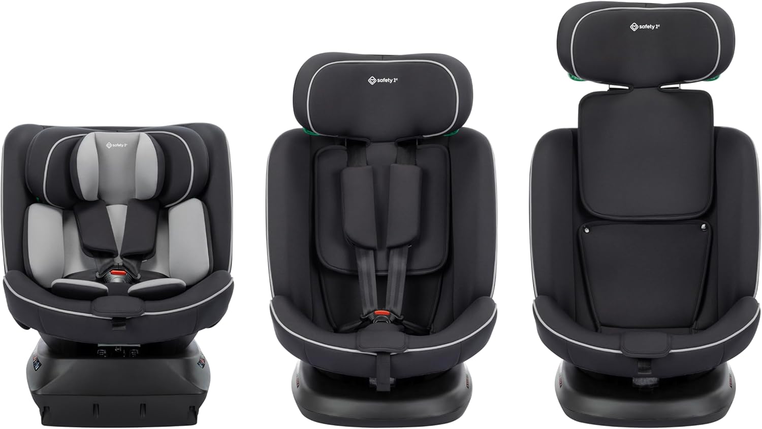 Cosmo i-Safe, Siège Auto Pivotant, 0-12 Ans (40-150 cm), Siège Auto évolutif Ceinturé avec Réducteur Nouveau-né, 11 Positions d’appui-tête & 6 Inclinaisons, Léger (5,6 kg), Noir