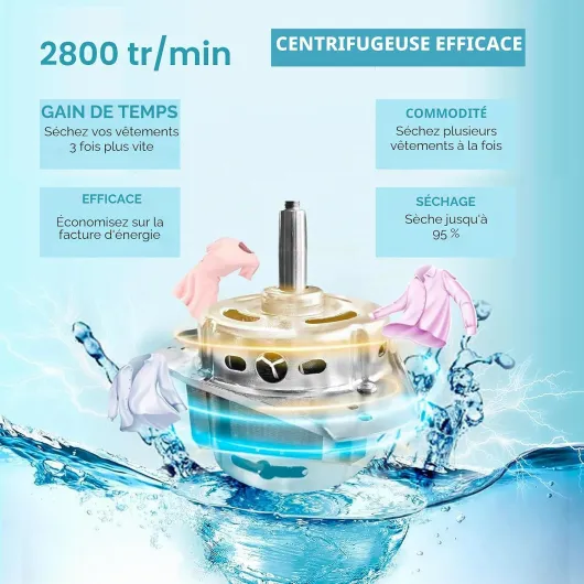Lodgy - Centrifugeuse - Essoreuse sèche - Centrifugeuse pour Linge - Mini Sèche-linge - AAA+ (Blanc)